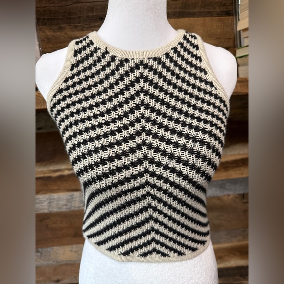 GB girls Tops - GB girls Black & Cream Striped Knit Halter Tank